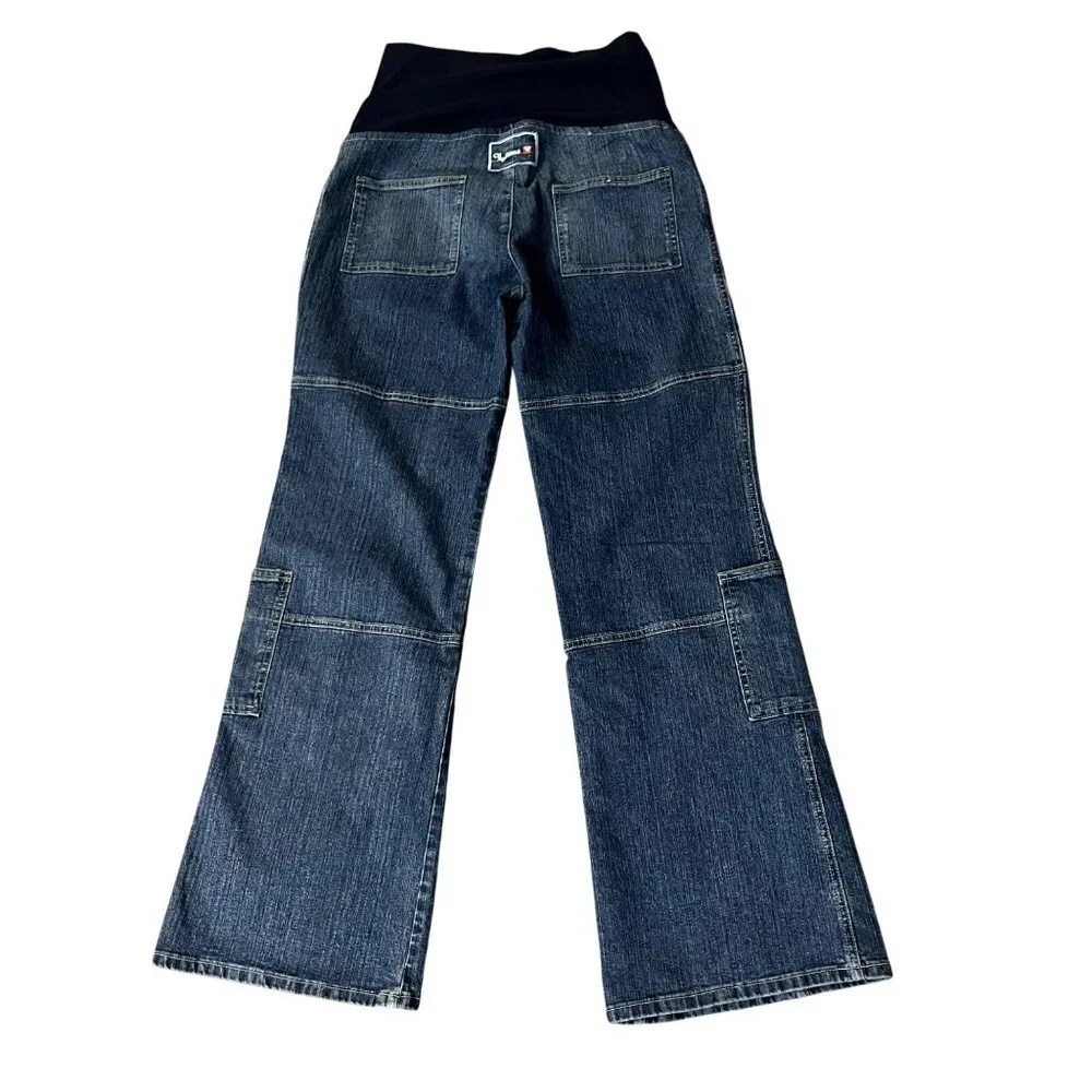 Vintage Ramilee Maternity Cargo Jeans Size 3 M/L 10/12? Stretch Denim Blue Used - Picture 4 of 16